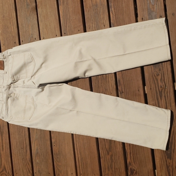 VINTAGE L.L. Bean Tan Twill Jeans Like New Ultra High Waist 34x29.5 EUC Unisex - Picture 3 of 13